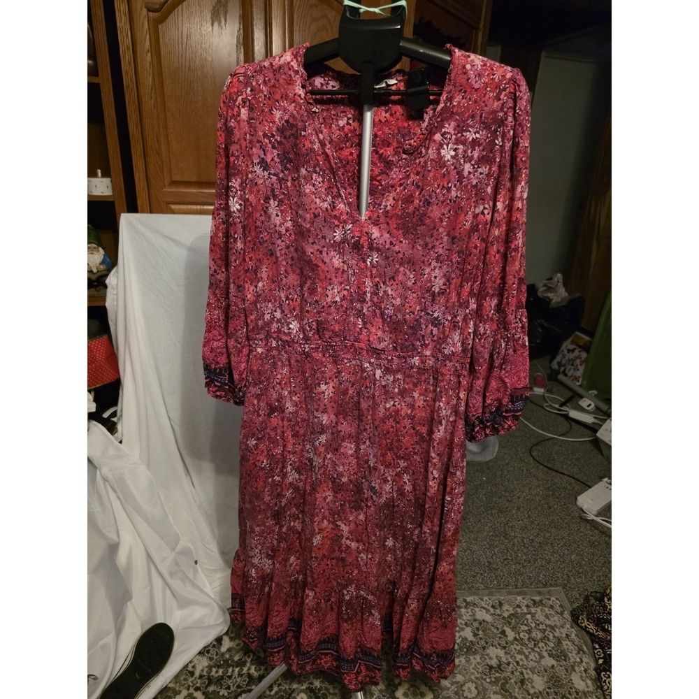 Frye & Co Maxi Dress Size 1X‎ 24"PTP,  50" Long. Cottagecore, Prairie, Western,